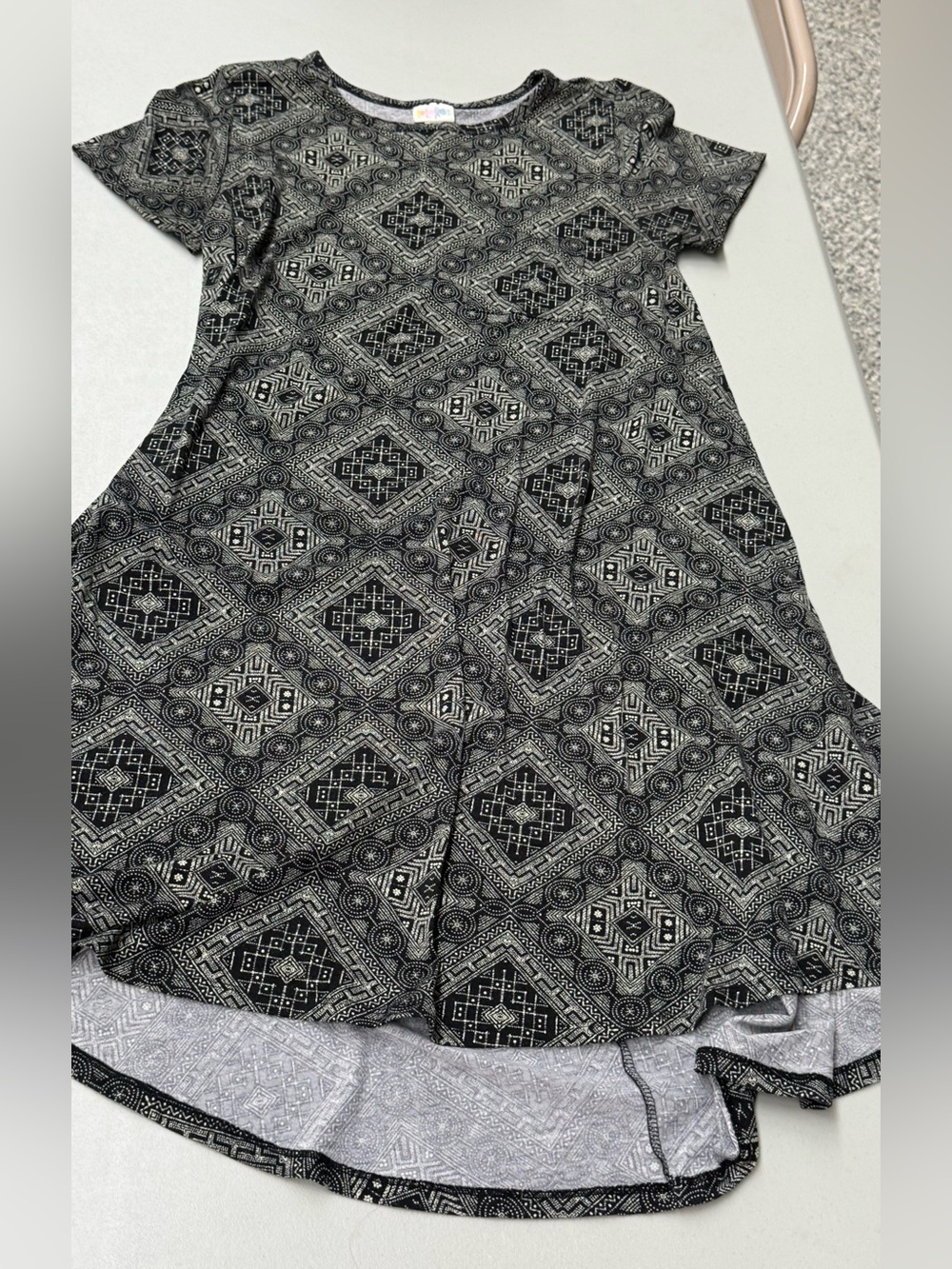 LuLaRoe Black and White Geometric High-Low Dress
